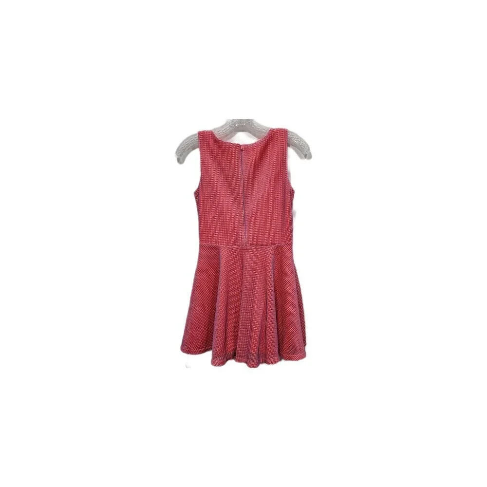 Nicole Miller Girls Coral & Blue Mesh Overlay High Lo Skater Dress, L